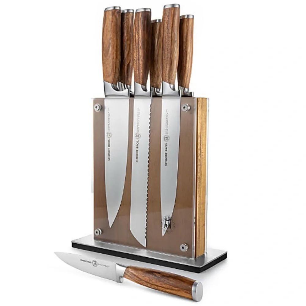 New!🇩🇪🔪👨‍🍳Crate&Barrel x Schmidt Brothers Zebra Wood 7-Pcs German Knife BlockSet